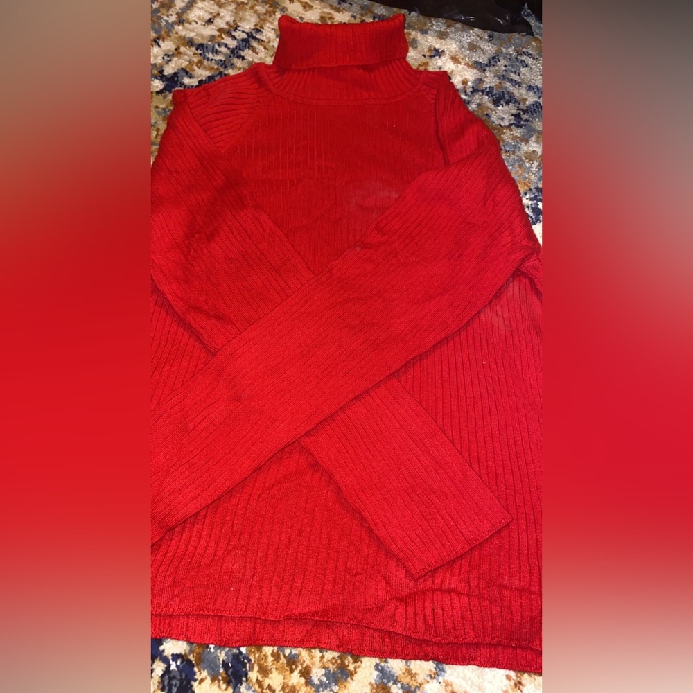 Plain red turtle neck